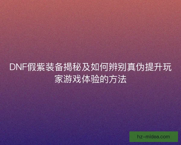 DNF假紫装备揭秘及如何辨别真伪提升玩家游戏体验的方法