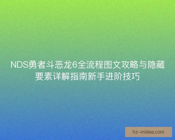 NDS勇者斗恶龙6全流程图文攻略与隐藏要素详解指南新手进阶技巧